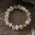 Bracelet Unisexe en Pierres Naturelles – Citrine ou Jaspe Noir | Finition Dorée ou Argentée