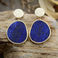 Boucles d’Oreilles Chic Lapis Lazuli Plaqué Or – Style Boho Luxe