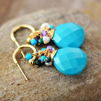 Boucles d’Oreilles Élégantes Opale Turquoise & Cristal