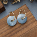 Boucles d'Oreilles Créoles Donut en Pierres Naturelles – Plaqué Or 18K