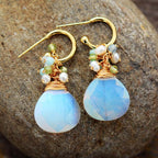 Boucles d’Oreilles Élégantes Opale Turquoise & Cristal