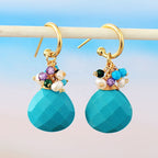 Boucles d’Oreilles Élégantes Opale Turquoise & Cristal