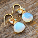 Boucles d’Oreilles Élégantes Opale Turquoise & Cristal