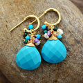 Boucles d’Oreilles Élégantes Opale Turquoise & Cristal