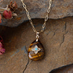 Collier Pendentif en Pierre Naturelle – Améthyste ou Œil de Tigre | Plaqué Or