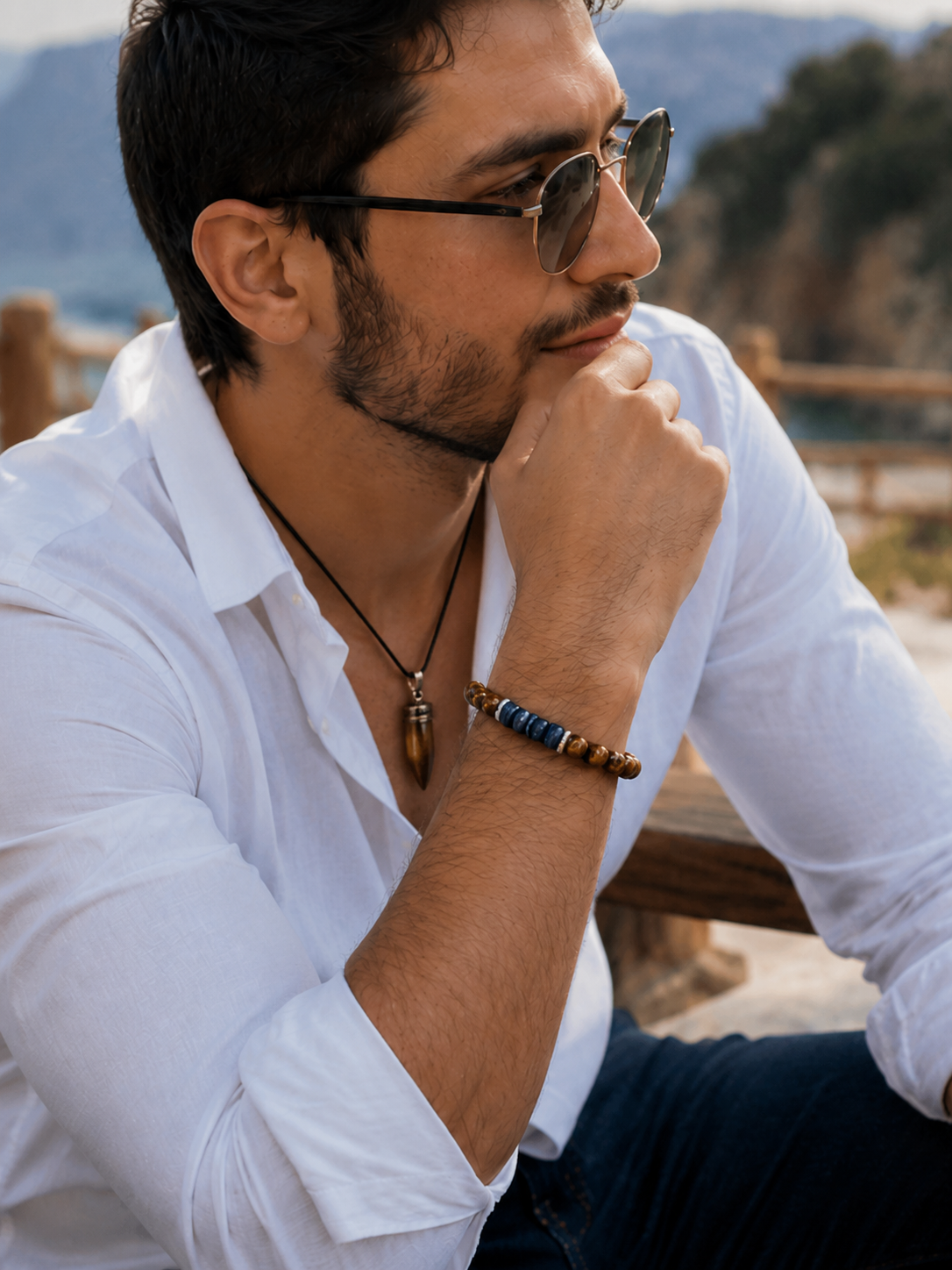 Pendentif Homme Œil de Tigre – Pointe Premium | KAOBY®