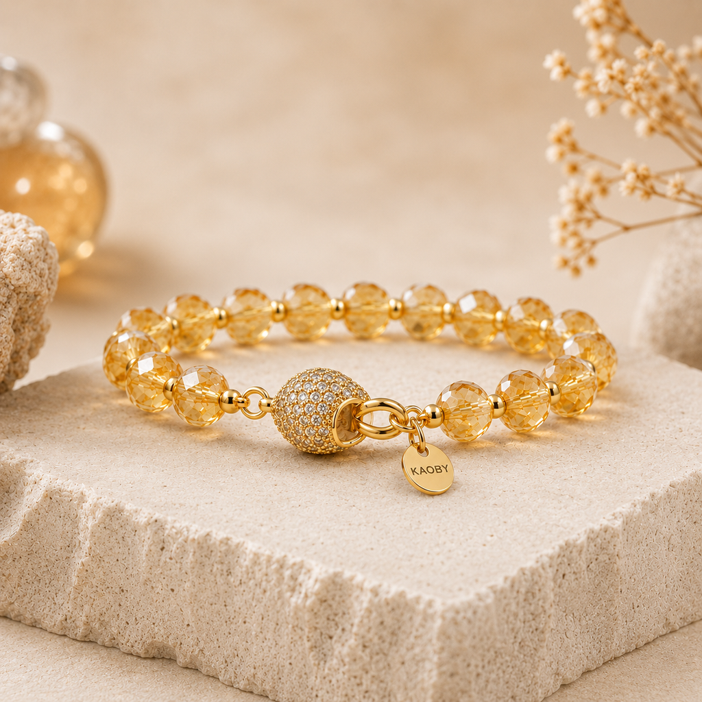 Bracelet en Citrine – Éclat Doré